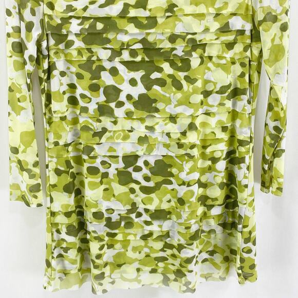 MULTIPLES Green Abstract Camo Round Neck Lined Blouse - Picture 7 of 9